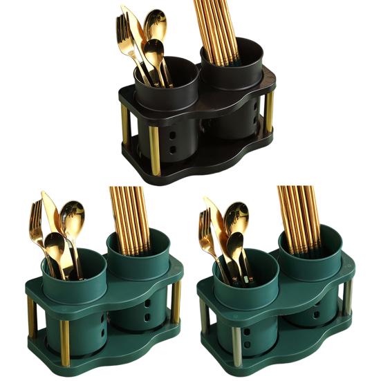 Chopstick Holder with Drainage Holes 2 Grids Large Caliber Orderly Kitchen Chopstick Case Shelf Dining Room Utensil