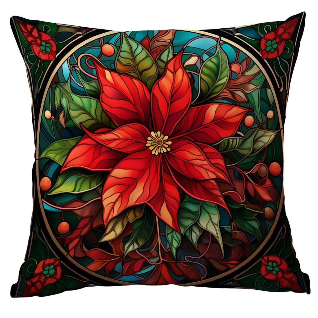 New Vintage Floral Pillowcase Creative Colored Glass Printed Home Sofa Car Cushion Pillowcase