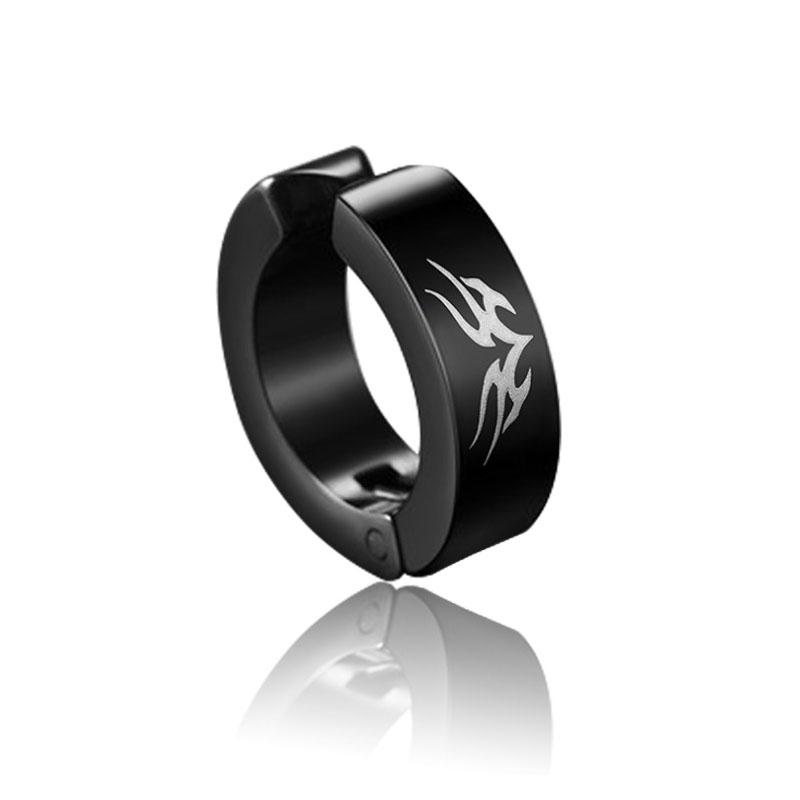 2pcs Unisex Stainless Steel Punk Man Black Drop Earrings Geometry Triangle Star Cross Fish Love Feather Party Multiple Gothic