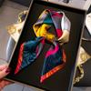 Summer Printed Silk Scarf Simulation Silk 70Cm Square Scarf Fashionable Simple Trend Versatile Scarf Professional Women'S Scarf