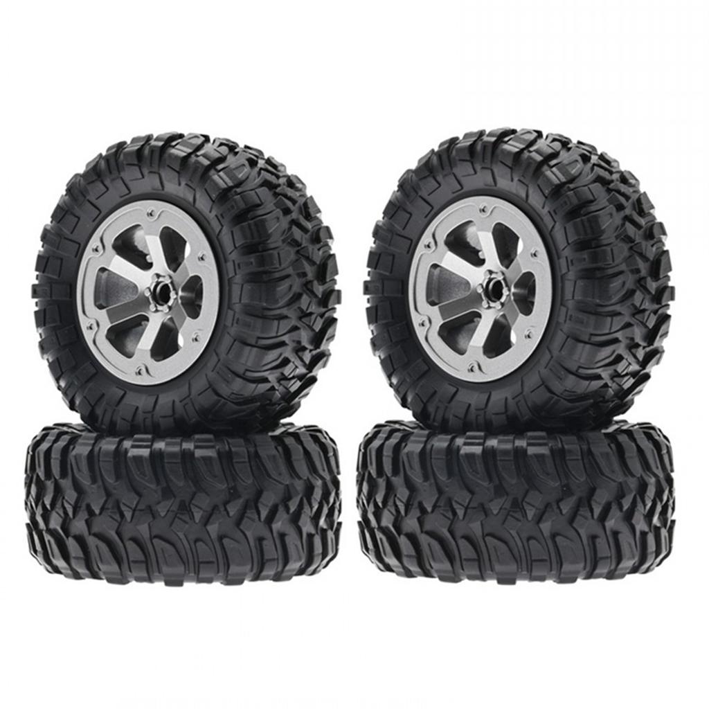 4PCS RC Rubber Wheel Tyre & Wheel Rims Set Modification Parts for WPL C14 C24 MN D90 99S RC 4WD Off-road Vehicle Part