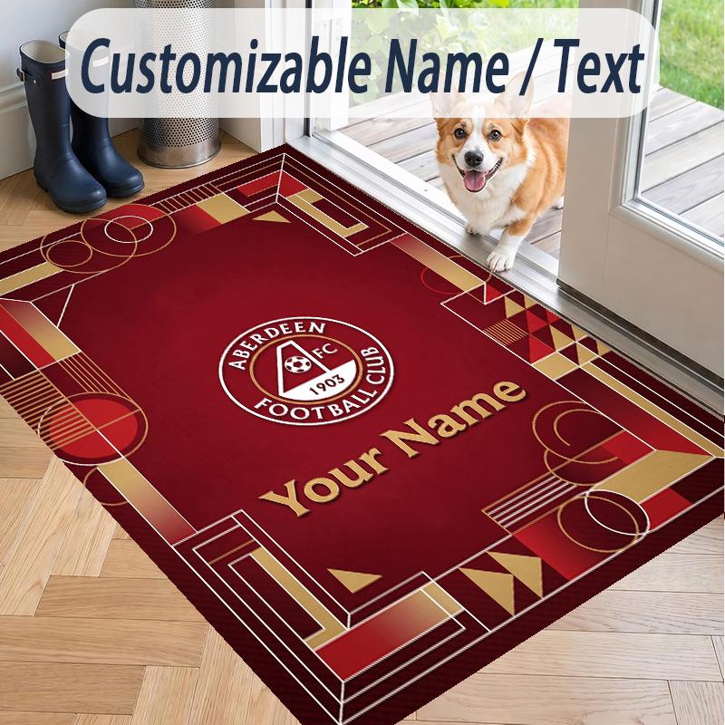 Custom Text Printed Rug Aberdeen FC Non Slip Floor Carpet For Home Room Decor