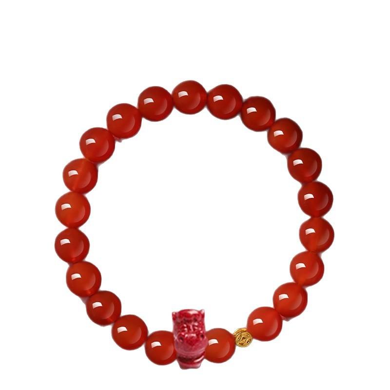 2026Zodiac bracelet for women born in the year of the Horse, brings wealth, red agate with high content of cinnabar, zodiac bracelet, gift for those