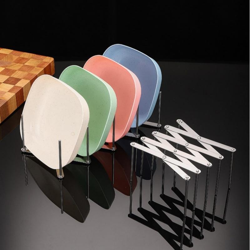 Adjustable Pot Lid Plate Pans Multipurpose Organizer Rack Holder Stainless Steel Dish Plate Drying Rack 2