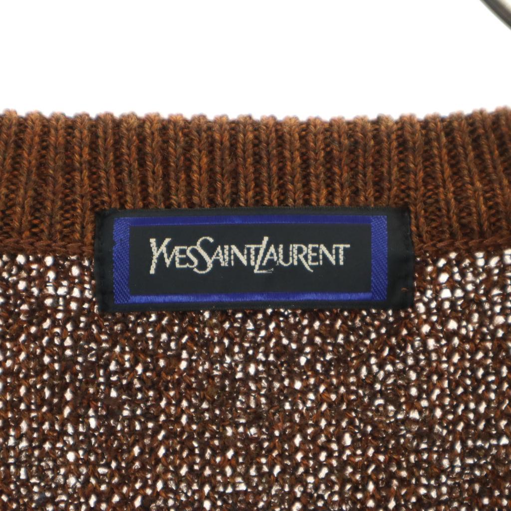Yves Saint Laurent 90-е Старый комбинезон ручка Свитер с длинным рукавом и V-образным вырезом вязаный Женский Б/У