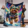 1pc Yorkie Christmas Lights Outdoor Flannel Blanket , Machine Washable Perfect Gift for Birthday , Holiday Travel Accessory , Durable Material