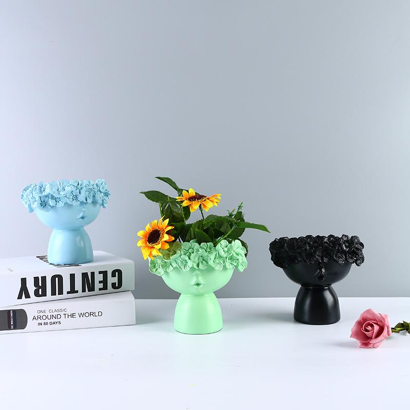 Ваза из смолы, домашний декор, кашпо, голова, скульптура, ящик для хранения, держатель для ручек, креативное украшение для дома, аксессуары, художественные украшения