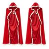 Girls' Red Christmas Cape with White Trim and Lambswool Hood
