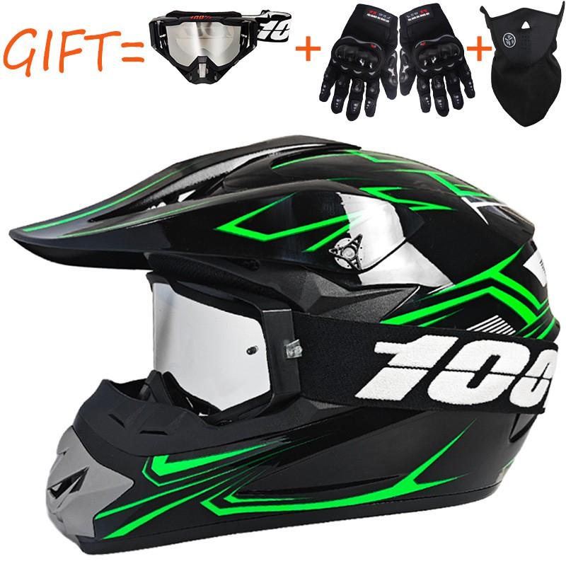 Full Face MTB Downhill Helmet With 100% Goggles Gloves Cover Youth Adult Off-Road Cycling Racing