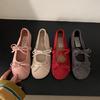 Evening Wind Shoes Flat Shoes Ballet Shoes French Bow Mary Jane Shoes Early Spring Women's Shoes with Skirts Soft-soled Single Shoes