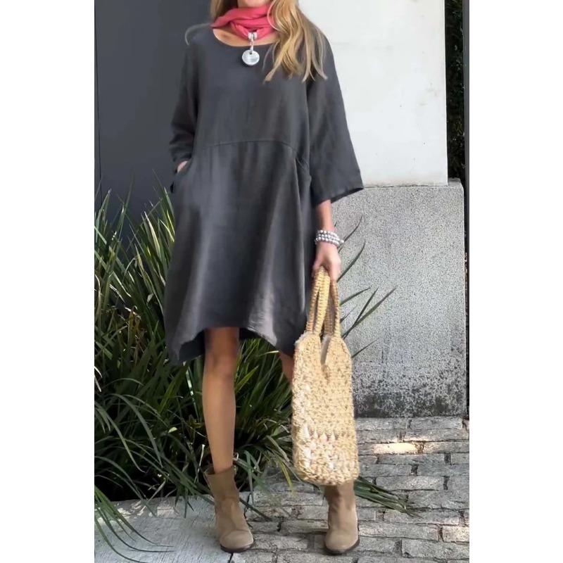 Женское летнее свободное повседневное платье с карманами