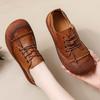 New Retro Anti Collision Oxfords Flats Women's Genuine Leather Walking Shoes Woman Laced Up Non Slip Soft Casual Moccasins Nurse