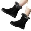 Leather Warm Snow Boots Women's Winter Velvet New Mother Flat-bottomed Thick-soled Rabbit Hair Thickened Short Boots Non-slip Cotton Shoes