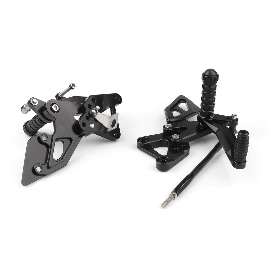 Bruce Shark Motorcycle Rearset Kit Adjustable Foot Easy CNC Compatible with Yamaha YZF R25 YZF R3 Black & - Pedals, Installation, 6061-T6 Aluminum,