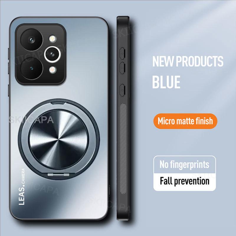 AG Matte Magnetic Case for Realme 15 Pro 5G 360° Rotating Ring Holder Wireless Charging Hard Cover for Realme 15 5G