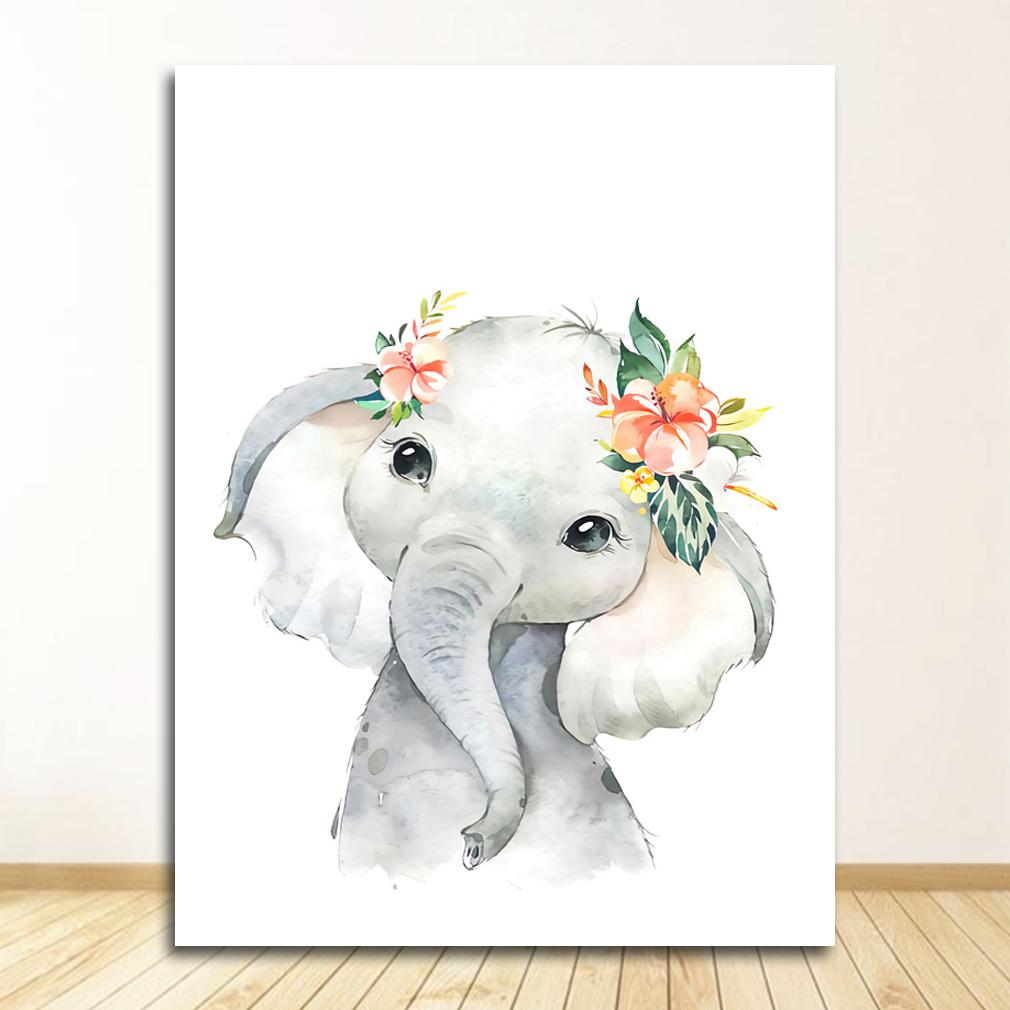 Плакаты на скандинавскую тему и принты, настенная живопись на холсте, настенные картины для детской комнаты, декор для детской комнаты, милый олень, зебра, лев, кролик, свинья, цветок