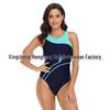 Sporty Colorblock One-Piece Triangle Bikini for Women – Professional Racing Swimsuit (European & American Style)