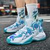 Мужские кроссовки с высоким верхом осенние новые на мягкой подошве боевые баскетбольные кроссовки для старшеклассников нескользящие спортивные кроссовки