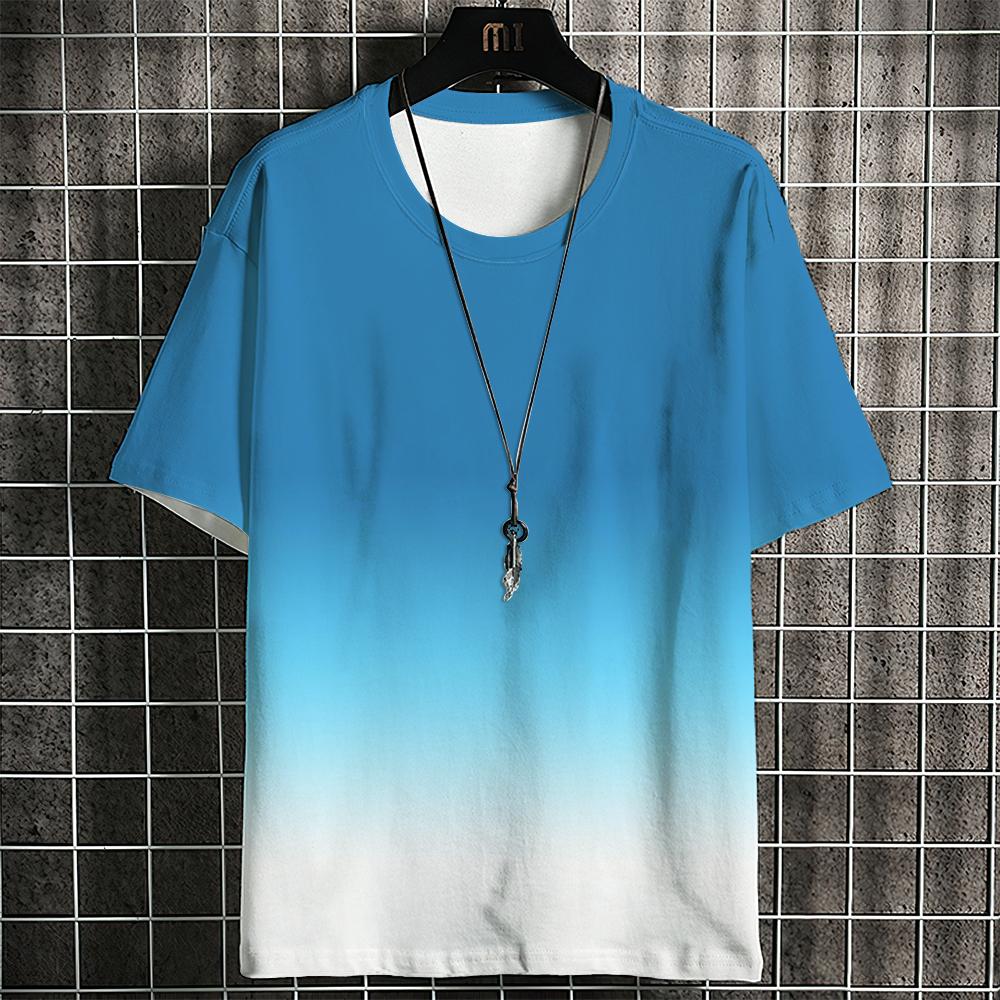 Свободные мужские уличные футболки в стиле хип-хоп, повседневная классическая футболка 2023 года с короткими рукавами и круглым вырезом с градиентом, модная футболка большого размера