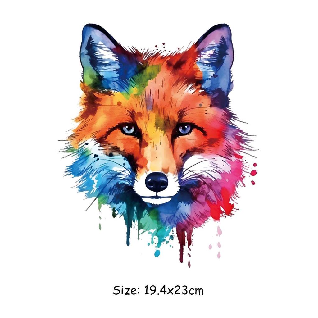 Colors Fox Thermal Patch Stripes Diy Accessory Sticker Heat Press Appliqued Fashion Jeans Patch For Clothes Animal Series Decals