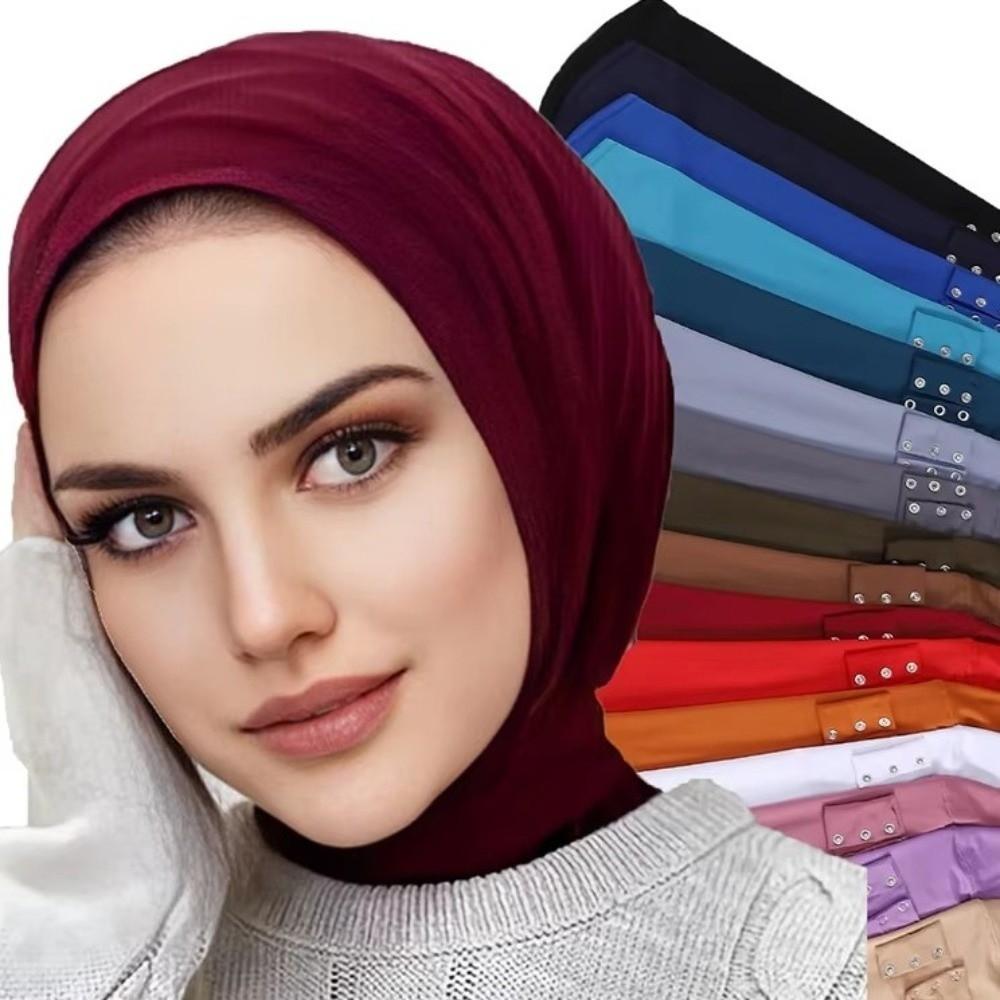 Breathable Ramadan Hijab Snap Fastener Triangle Hair Scarf Stylish Women's Under Cap Outdoor