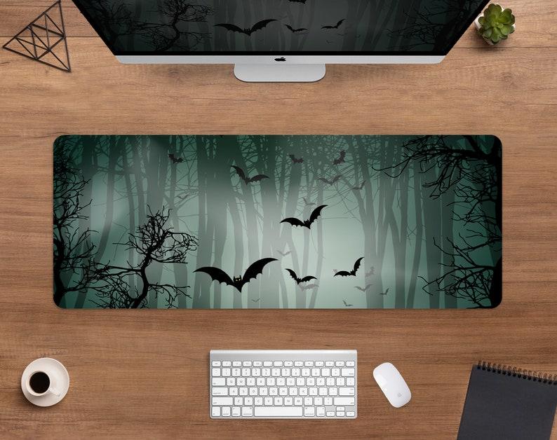 Goth Desk Mat Forest Mousepad Dark Bats Moonlight Gothic AestheticsCute Green Witch Xxl Gaming Deskmats Mouse Pads Mouse Mat