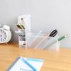 Desktop Frosted  Pen Holder Oblique Insert Simple and Transparent Container Stationery Makeup Brush Lipstick Organizer