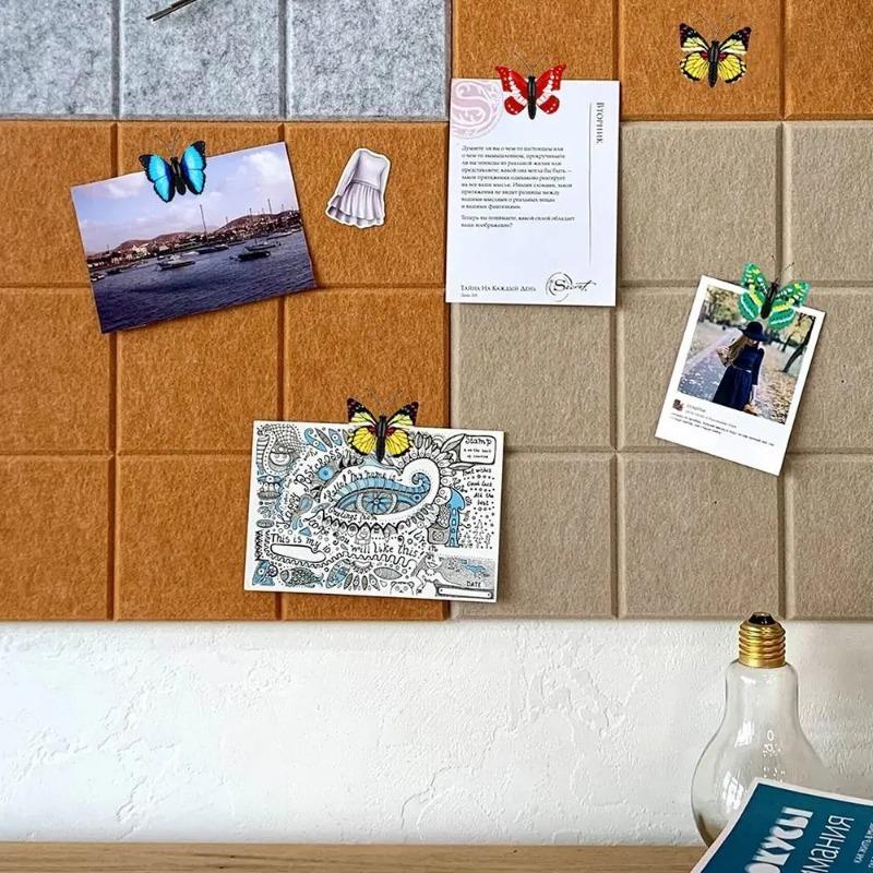 Кнопки-бабочки декоративные, кнопки-гвоздики бабочки, разноцветные милые кнопки для фотостены, пробковой доски(30 упаковок)