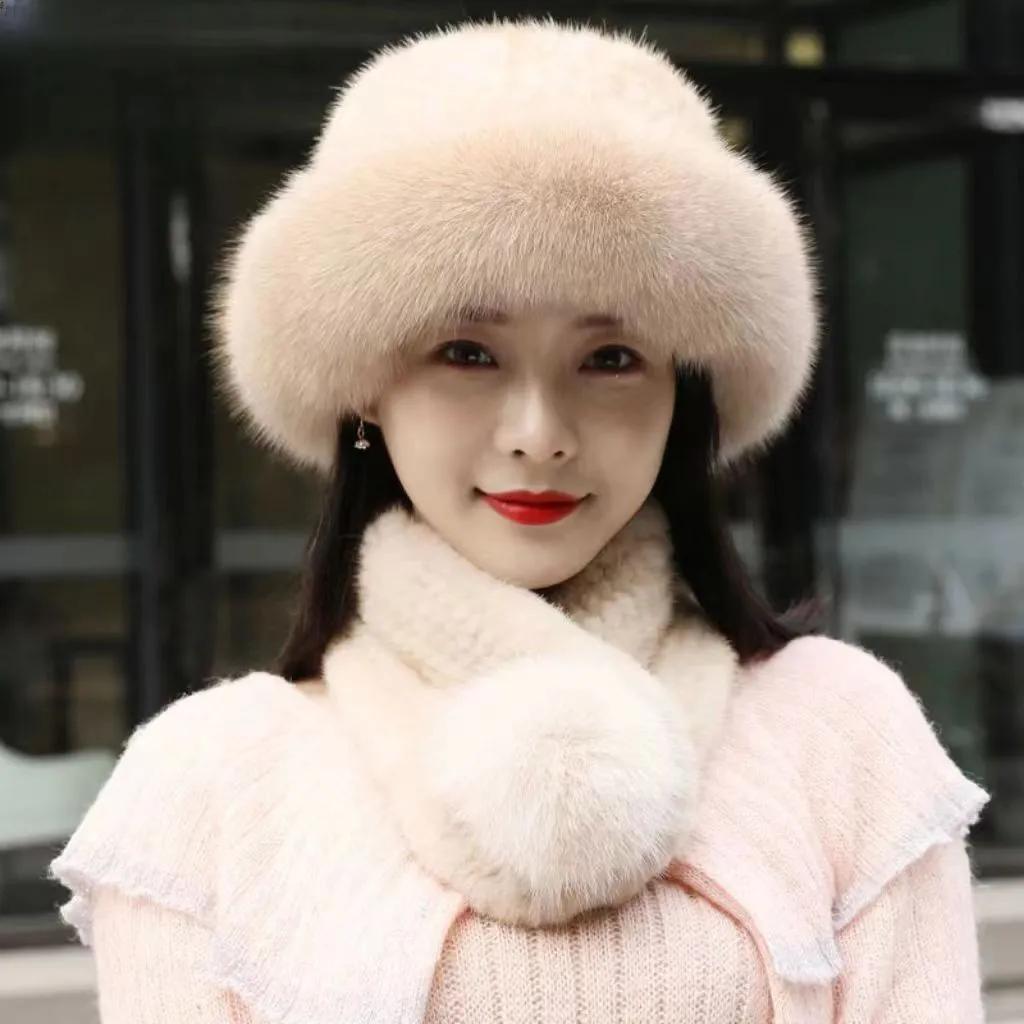 WTEMPO Мягкий толстый теплый шарф и шапка из меха фуакса, женский однотонный большой шарф + шапка, ветрозащитные и морозостойкие аксессуары для улицы