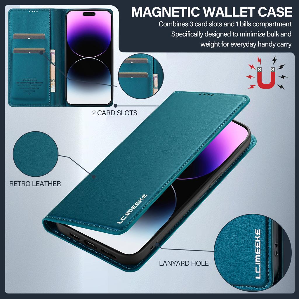 Деловой магнитный откидной кожаный чехол для iPhone 17 Air 16 15 14 Pro Max 16E 13 12 11 Pro XS Max XR X 8 7 Plus SE Чехол-книжка с карманом для карт