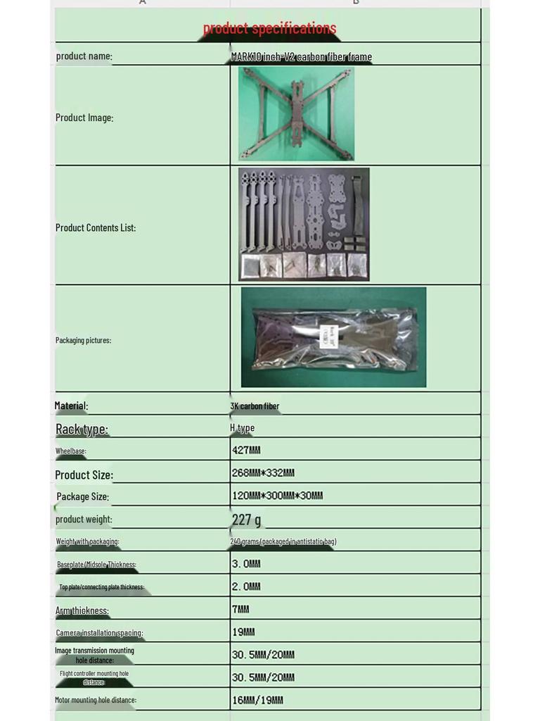 MARK4 V2 Carbon Fiber Drone Frame - FPV Racing, 8/9/10 inch, Long Endurance.