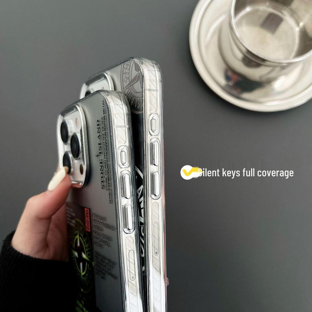 Stone Island Streetwear Гальванизированный серебристый чехол для iPhone 15 Pro Max