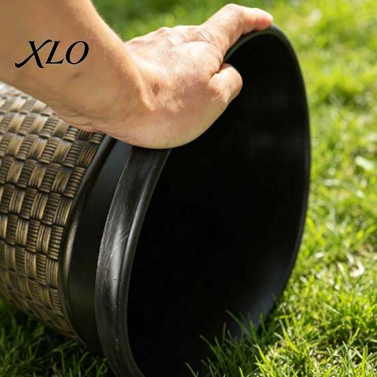 Thickened Material Garden Pots 12" Planter Pot with Saucer, Plastic Anti-Aging Flower Drainage Large Capacity Planters Holes, Woven Texture, Plant for