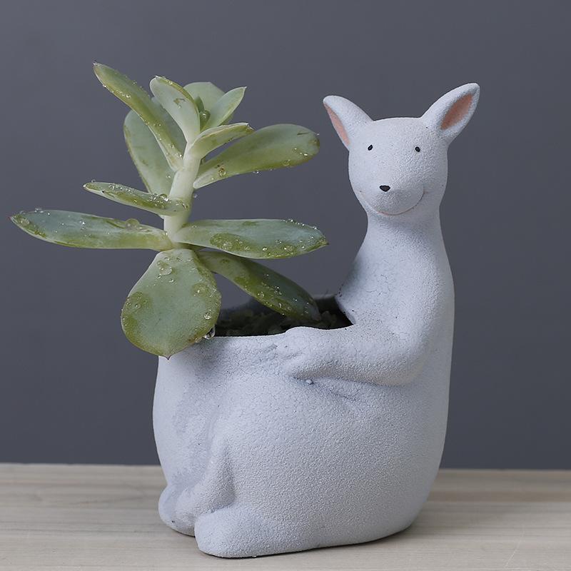 Cute Kangaroo Flower Pot Ceramics Succulent Pot Planter Home Decor Desktop Ornaments Garden Decoration Bonsai Plant Pot
