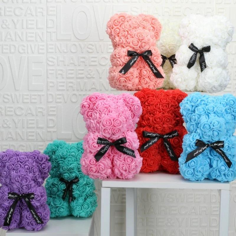 Романтический День святого ВалентинаКреативный вечный цветок, медведь из роз, рождественский подарок, медведь-обнимашка из роз, свадебный цветочный декор, подарок