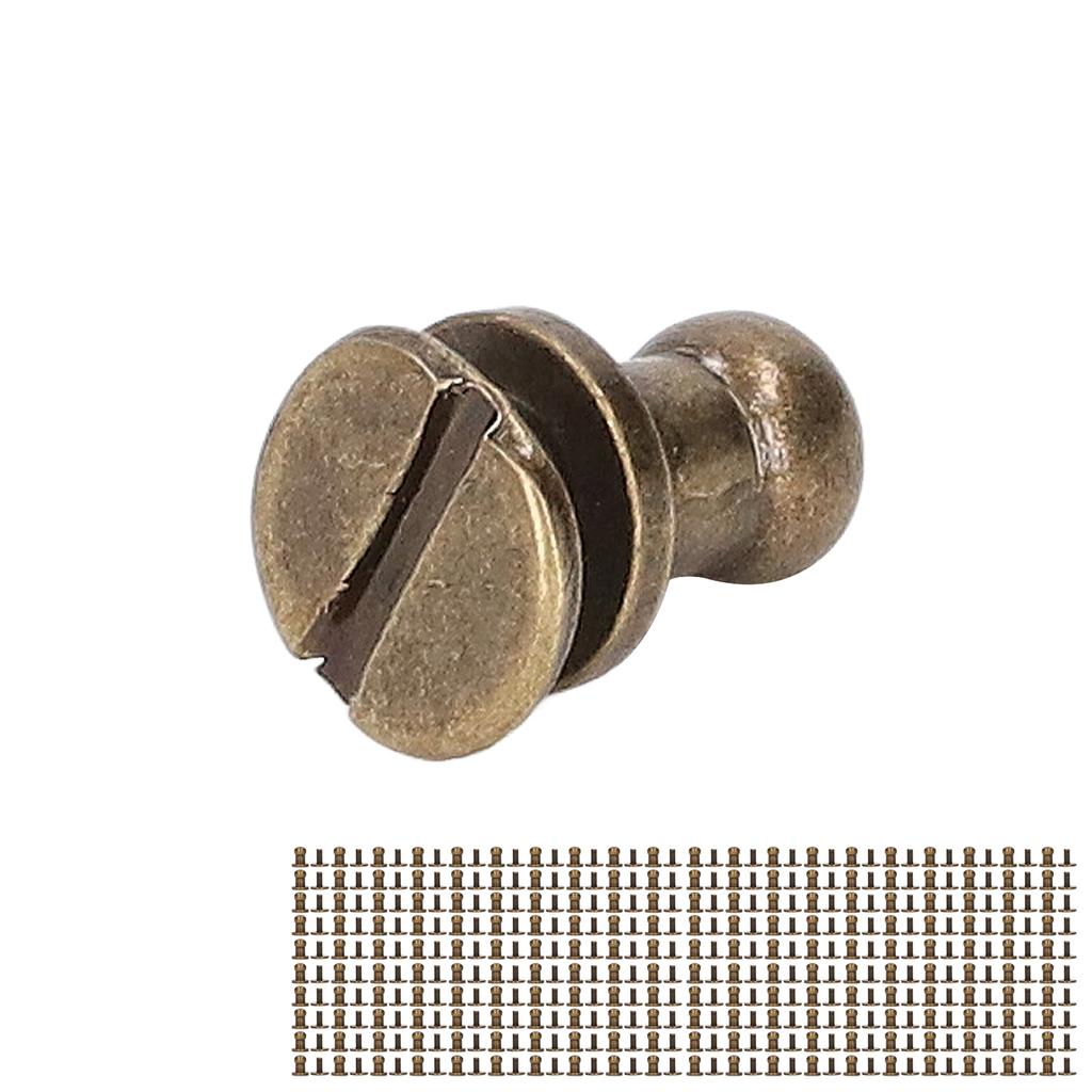 200 Sets Chicago Screws Round Head Rivets 7x5mm DIY Handcraft Pure Copper Round Head Rivets Leather