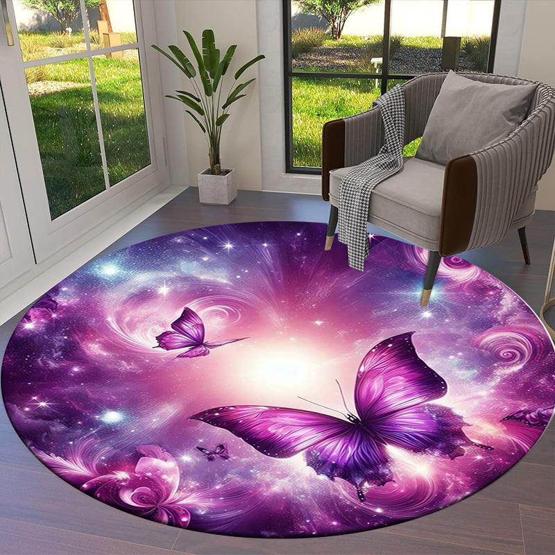1pc Office Carpet Chair Mats Purple Butterfly Fantasy Perfect for Decorating Office Chairs, Living Rooms, Or Bedrooms.YDT142