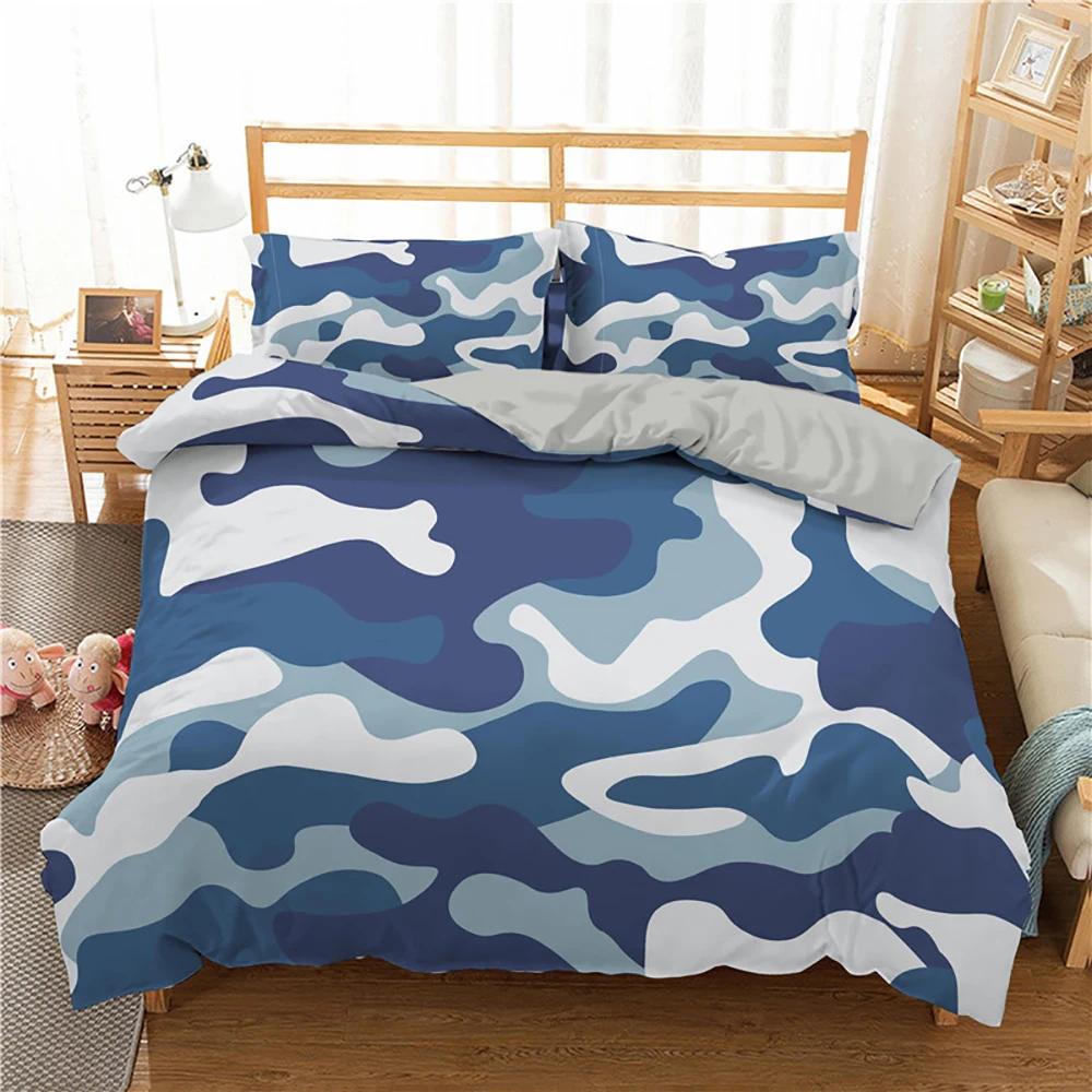 Camouflage Bedding Set Boy Teen Kids Abstract Duvet Cover with Pillowcase King Queen Twin Size Polyester Comforter Cover 2/3Pcs