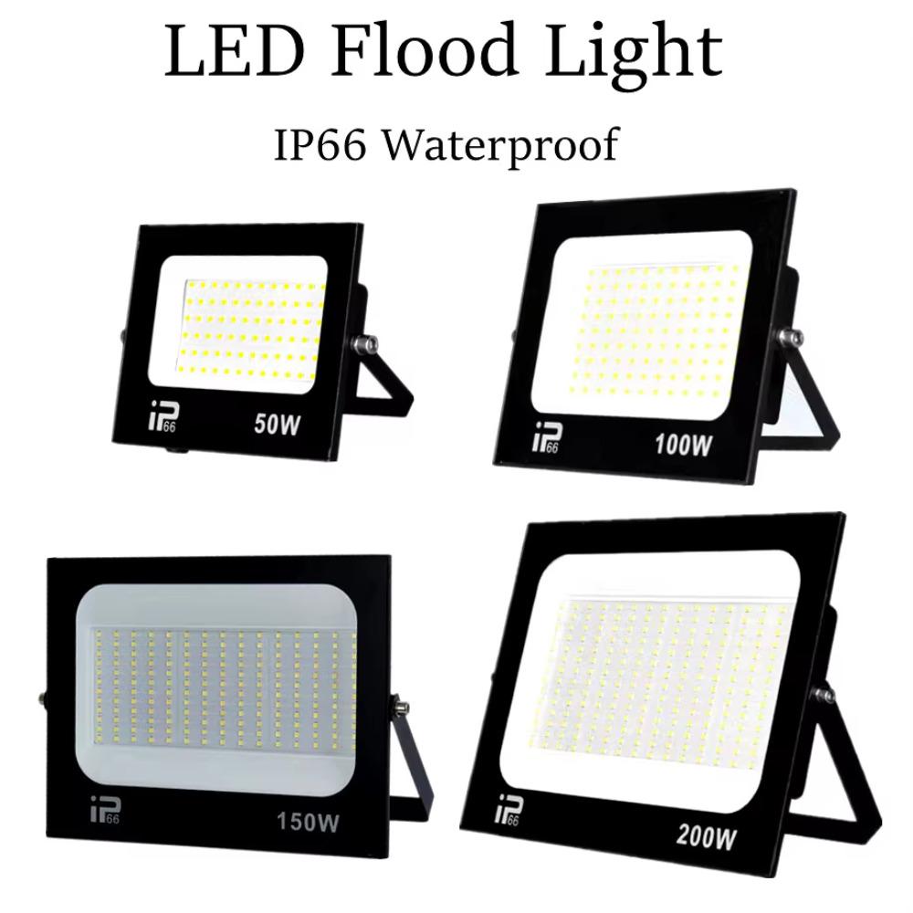 AC220V LED Flood Light Spotlight IP66 Waterproof Outdoor Garden Porch Courtyard Lamp  6500K Garage Gate Wall Lamps 100W 150W 200W