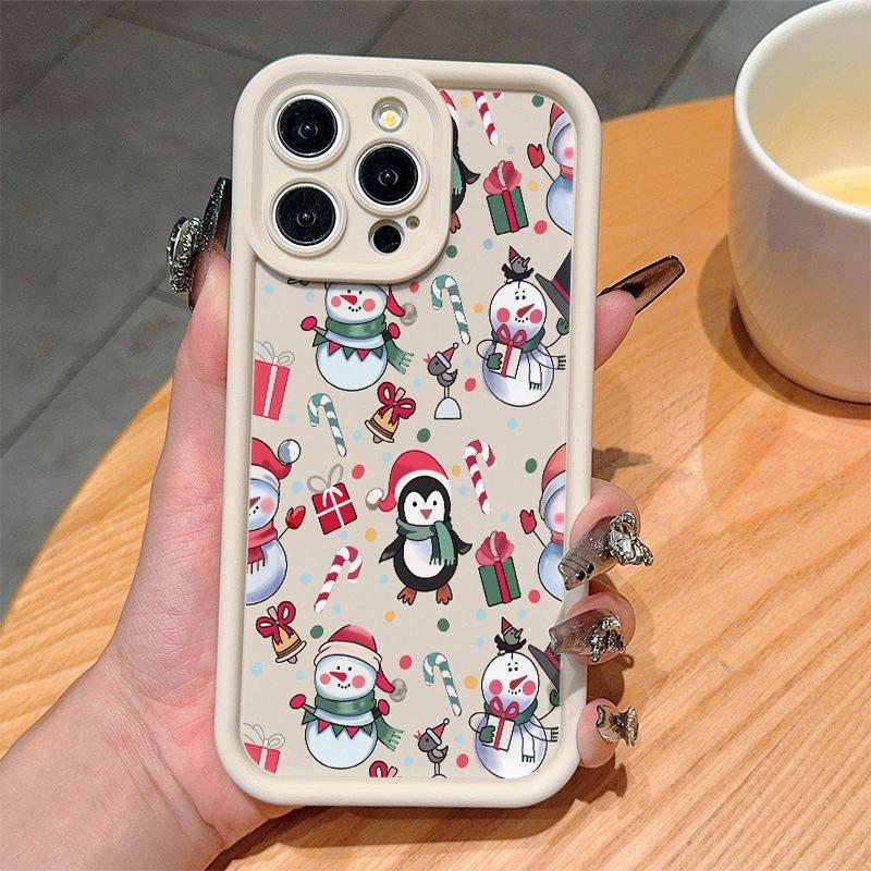 Милый Пингвин Снеговик для iPhone14/15Promax Apple 11/12/13 Силиконовый Чехол для Телефона 16Pro