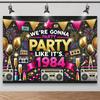 2D 1984 Celebration Backdrop, Retro Boombox & Champagne Party Photo Booth Background