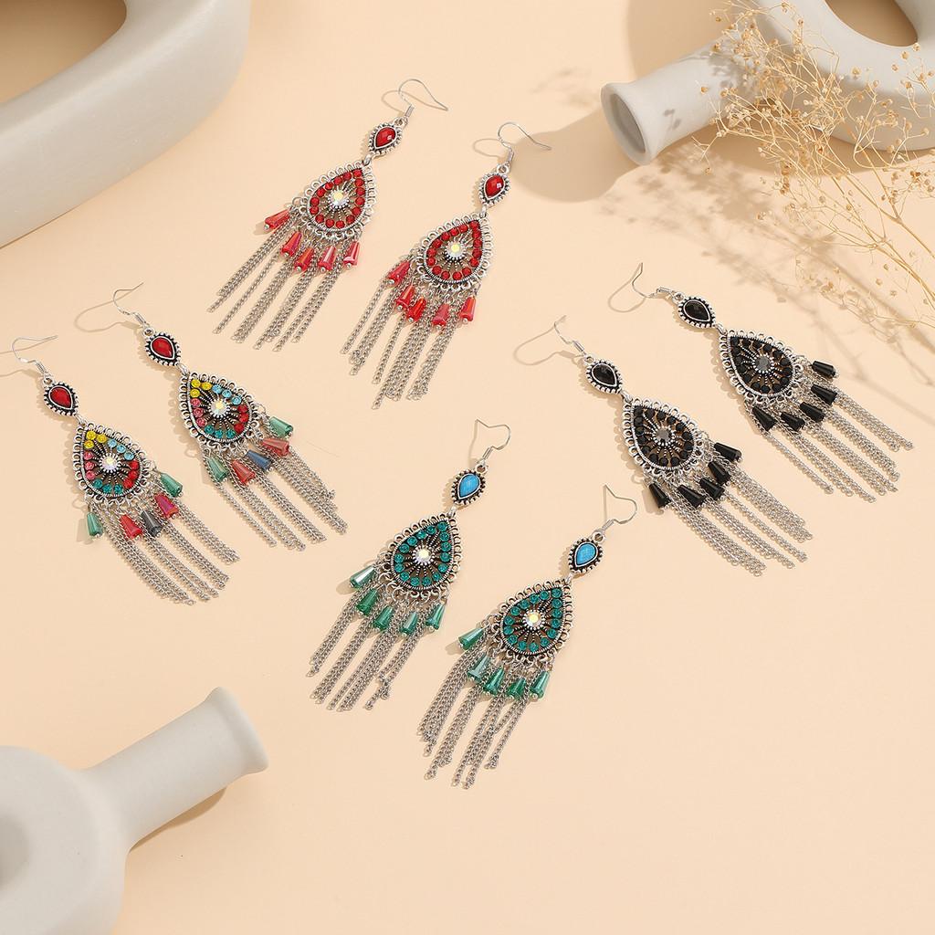 Vintage Ethnic Style Drop Earrings With Tassels For Womens Boho Festival Jewelry