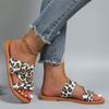 Fashion 2024 Women Summer Leopard Pattern Sandals New Fashion Retro Large Flat Slippers Outdoor Vacation Beach Casual Shoes Lightweight