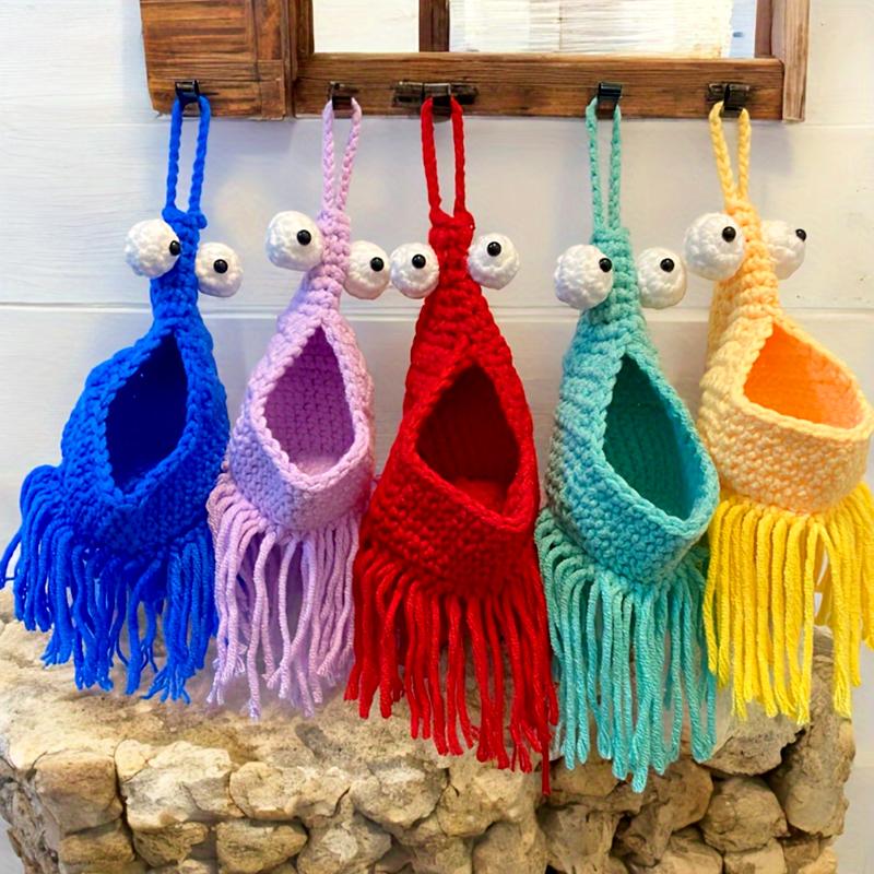 1Pc Bag Decoration Fashion Wall Storage Bag Manual Birthday Present Practical Car Hanging Knitted Hanging Basket