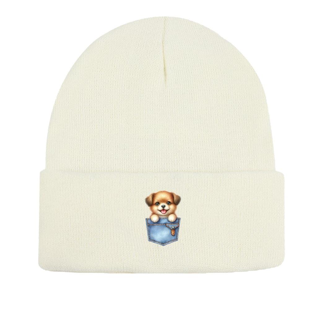 Милая теплая вязаная шапка с карманом для собак, шапка с изображением животных, эластичная термоусадочная шапка унисекс Gorro Knit Cap Beanie