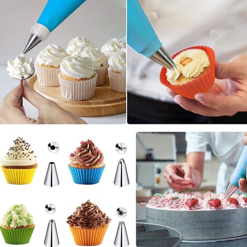 DFsucces Stainless Steel Mont Blanc Pastry Tips, Set of 12, Round Tips, for DIY Cake Decoration, Baking, and Confectionery