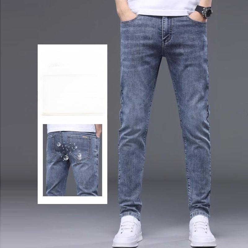 Мужские джинсы, модные весенне-осенние прямые эластичные брюки, облегающие узкие брюки 2024, новые модные брендовые мужские длинные брюки