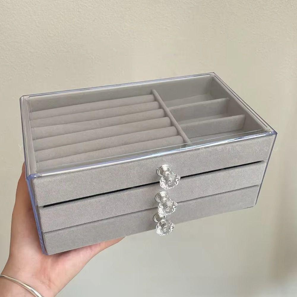 3-Layer Drawer Storage Box High-Capacity Earrings Necklaces Storage  Countertop Display