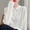 Fashionable Autumn Style Wool Pullover POLO Collar Regular Sweater Women's Cardigan