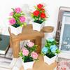 Искусственные растения Маленький бонсай Домашнее Рождественское Свадебное украшение Искусственные цветы Роза в горшке Орнамент Офис Сад Настольный аксессуар